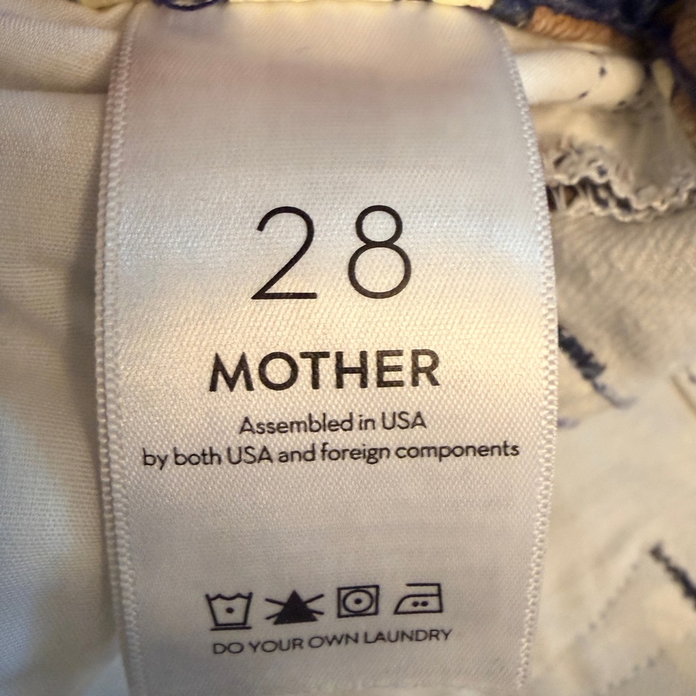 MOTHER Size 28 Rider High Waist Ankle Straight Leg Jean Buncha Blooms Blue Brown - Picture 6 of 14